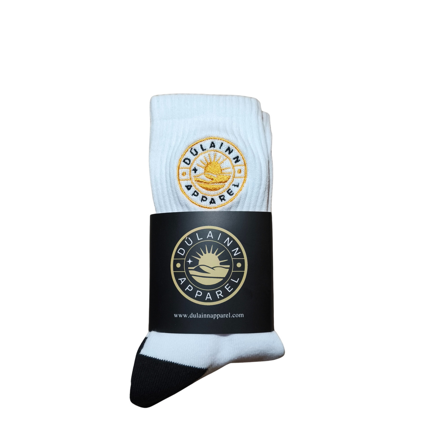 Dúlainn Apparel Logo Embroidered Socks – White